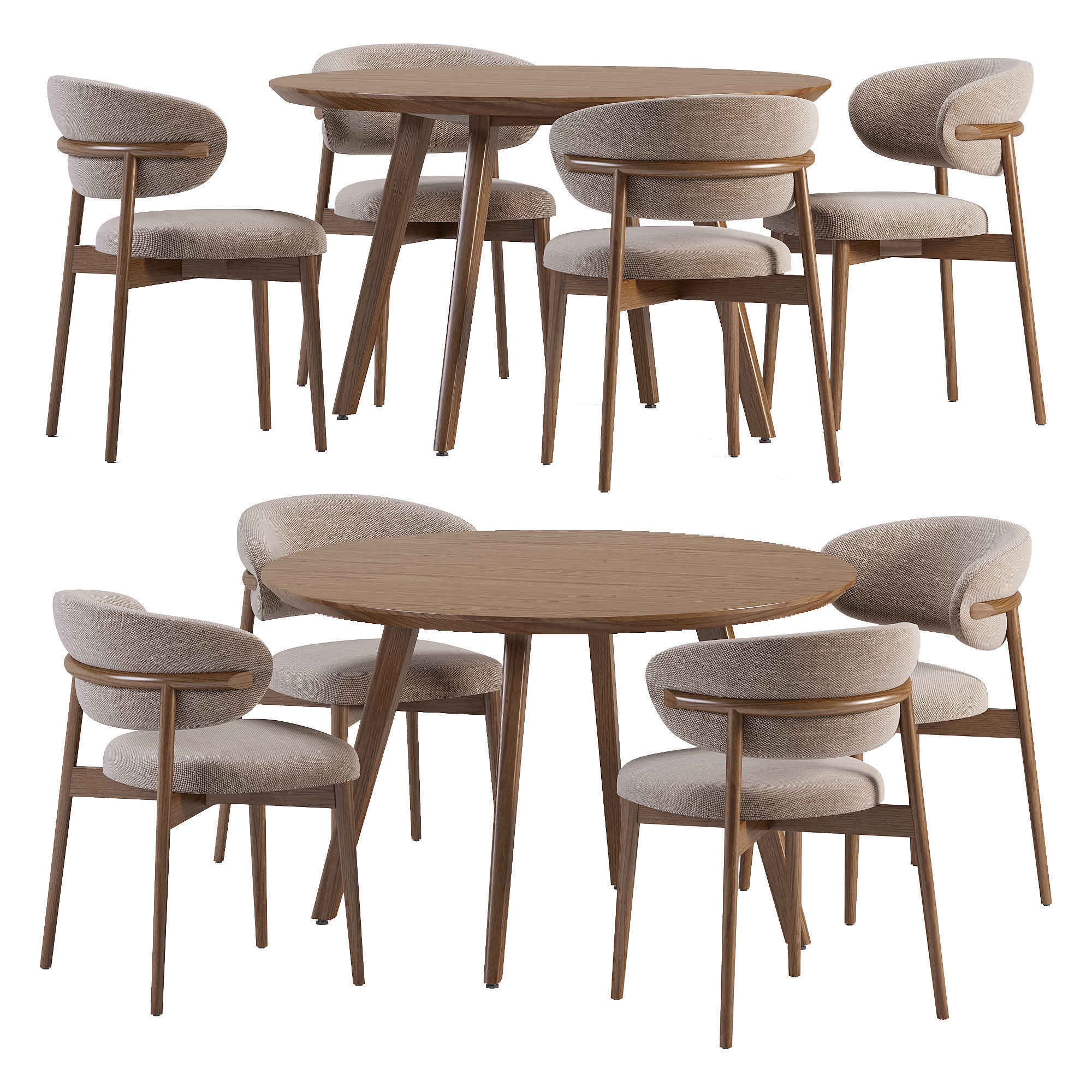 Wagner Round Dining Set Low-poly 3D model_2