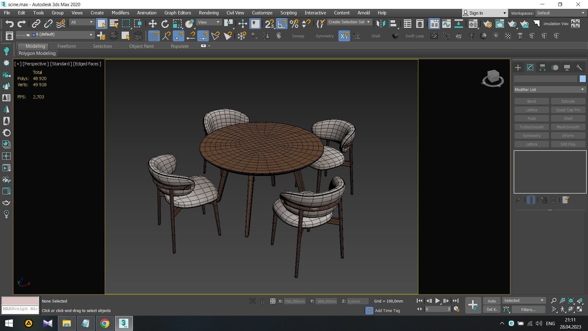 Wagner Round Dining Set Low-poly 3D model_12