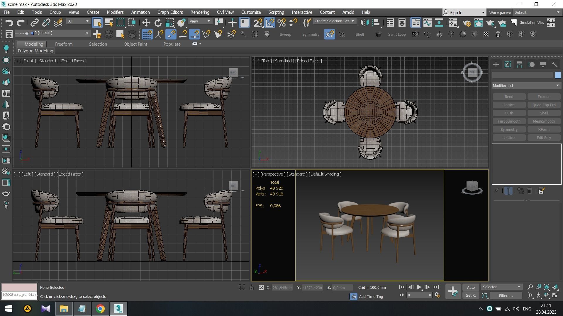 Wagner Round Dining Set Low-poly 3D model_8