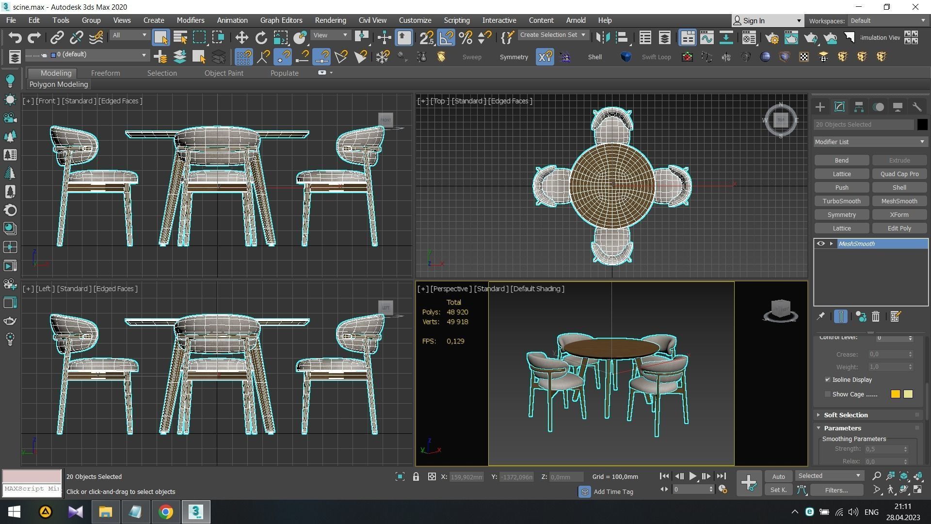 Wagner Round Dining Set Low-poly 3D model_7