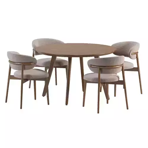Wagner Round Dining Set Low-poly 3D model