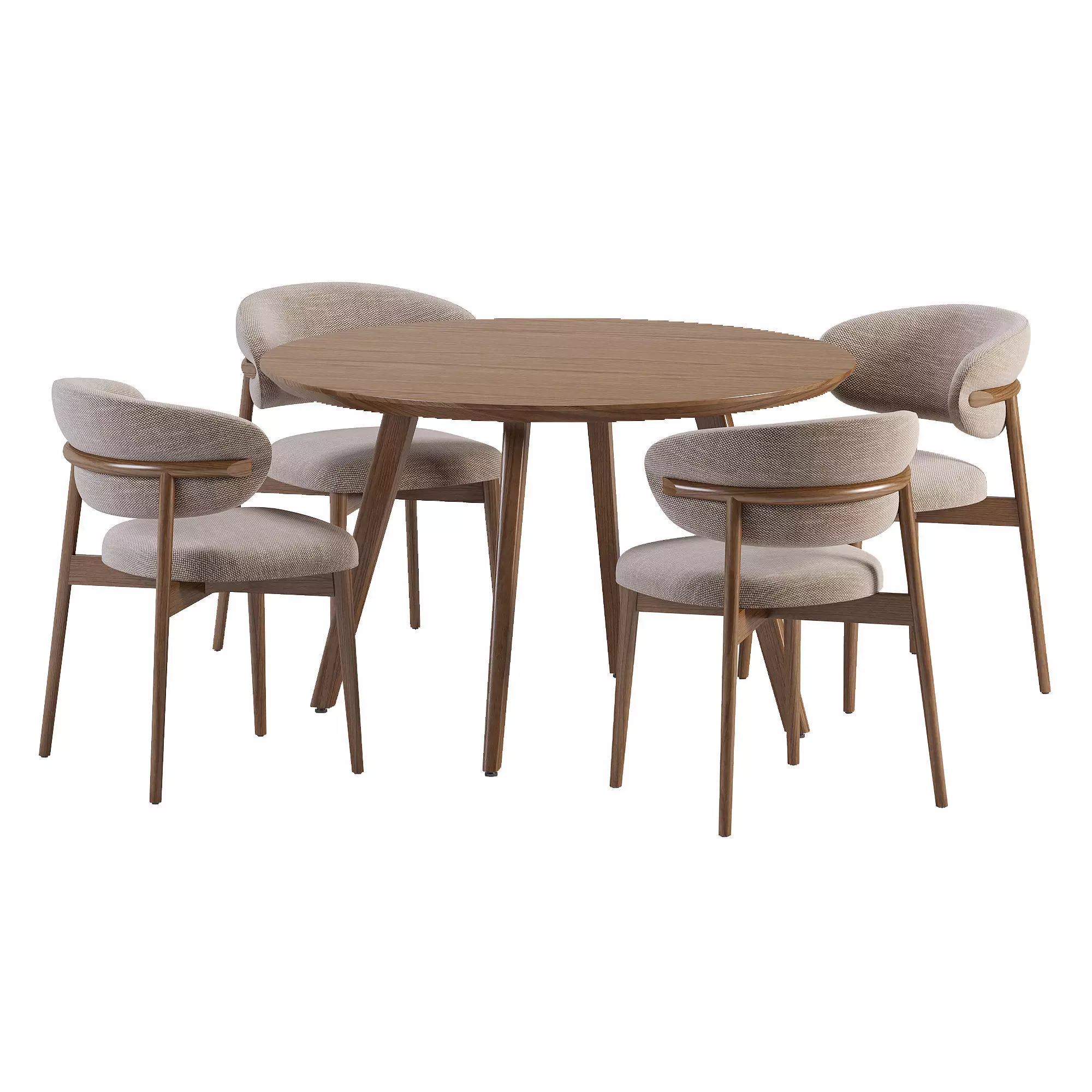 Wagner Round Dining Set Low-poly 3D model_0