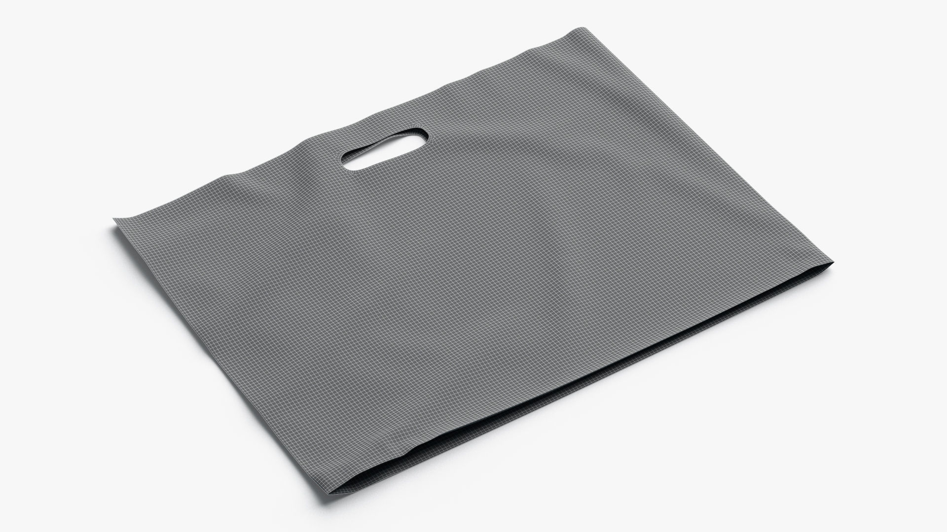 Black Wide Die-cut Plastic Bag - handle packet Low-poly 3D model_6