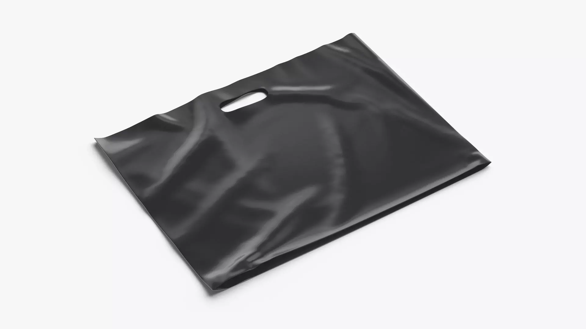 Black Wide Die-cut Plastic Bag - handle packet Low-poly 3D model_0