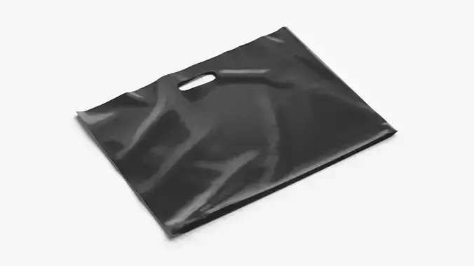 Black Wide Die-cut Plastic Bag - handle packet Low-poly 3D model