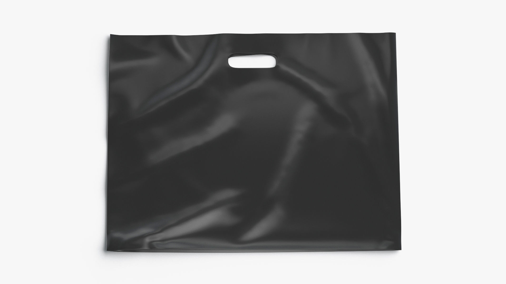 Black Wide Die-cut Plastic Bag - handle packet Low-poly 3D model_1