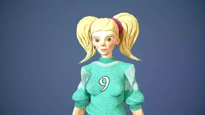 Basket girl Low-poly 3D model