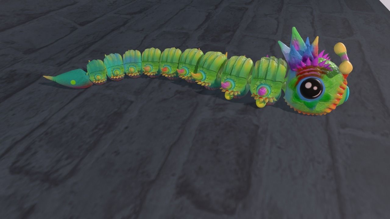 WORM - Flexi Articulated Animal 3D print model_1