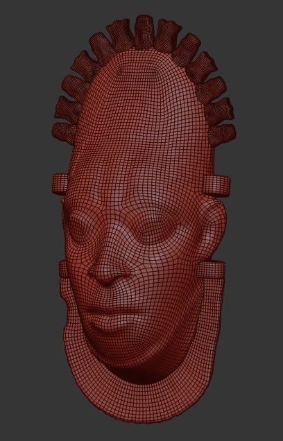 African Benin ivory mask of Queen Idia Low-poly 3D model_9