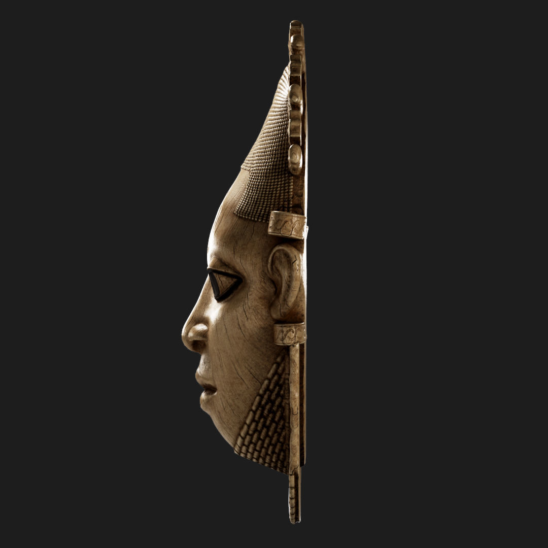 African Benin ivory mask of Queen Idia Low-poly 3D model_2
