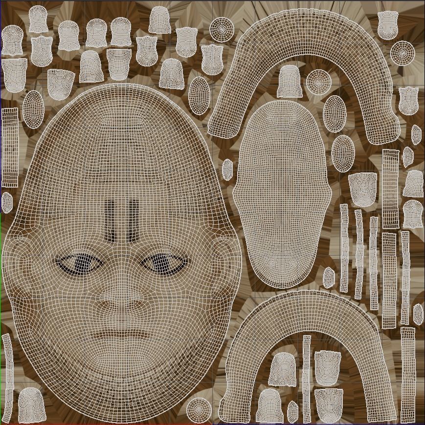 African Benin ivory mask of Queen Idia Low-poly 3D model_11