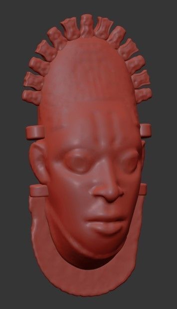 African Benin ivory mask of Queen Idia Low-poly 3D model_8