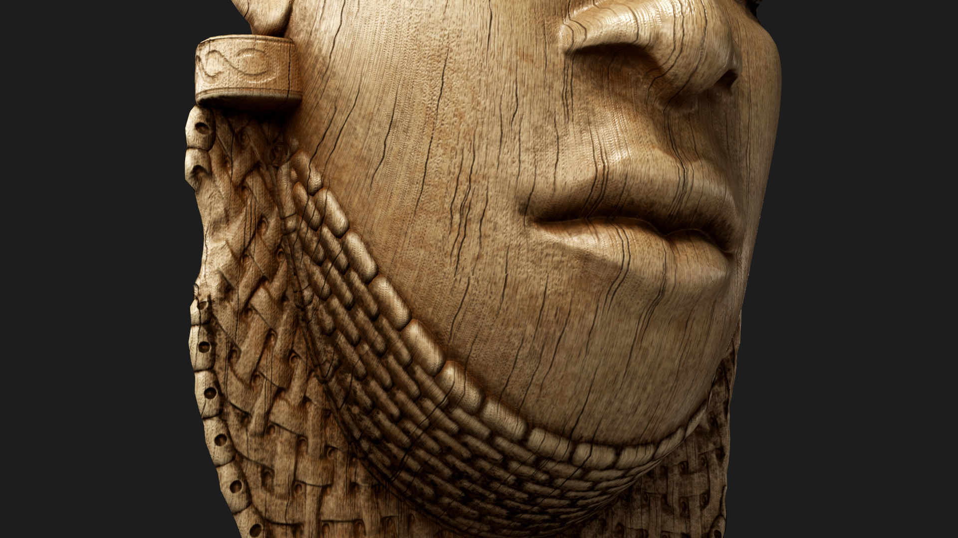 African Benin ivory mask of Queen Idia Low-poly 3D model_5