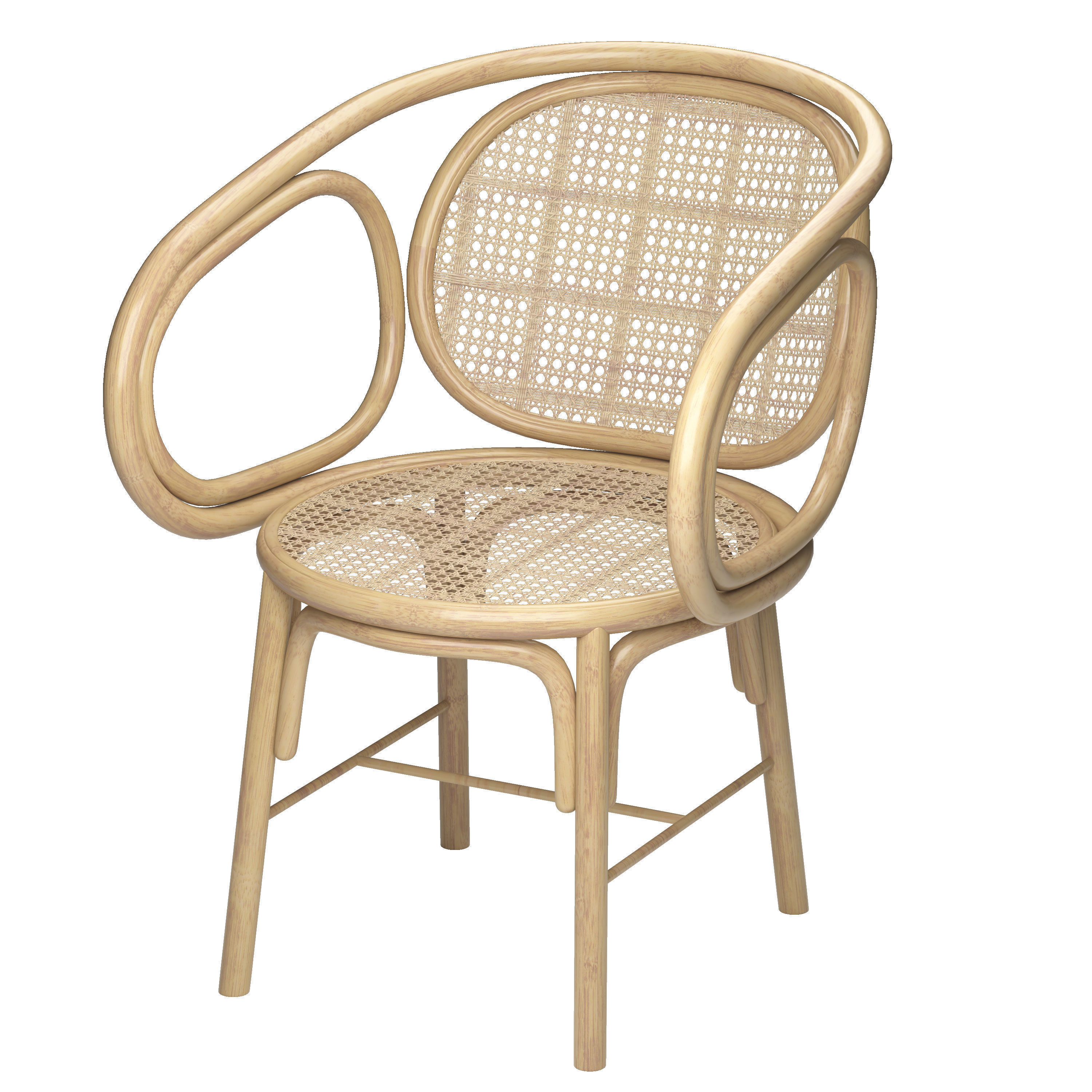 Rattan and Wicker Armchair 3D model_2