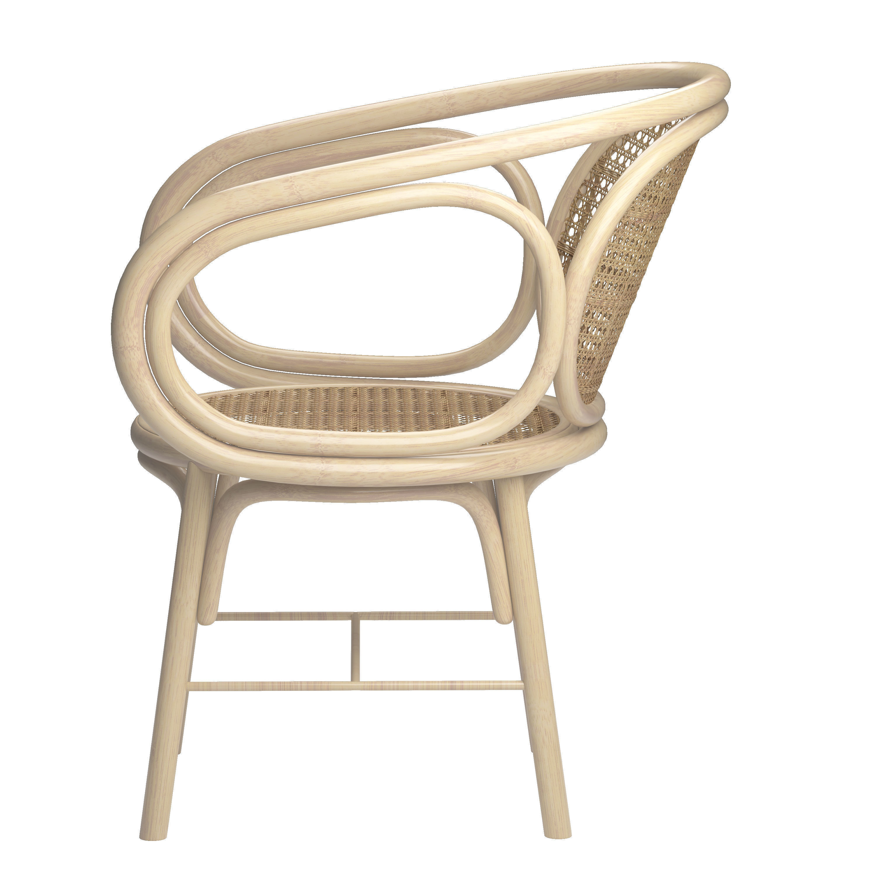 Rattan and Wicker Armchair 3D model_3