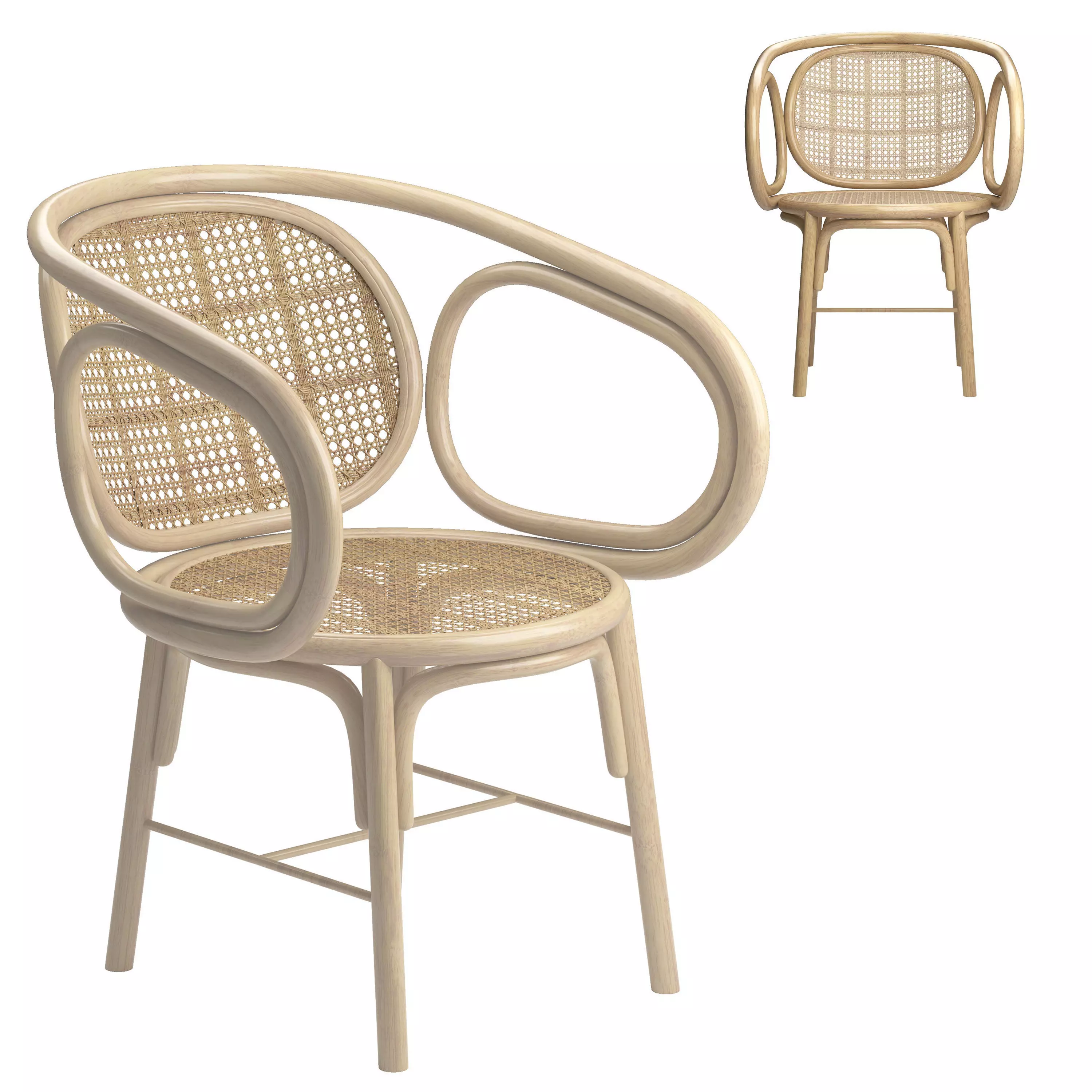 Rattan and Wicker Armchair 3D model_0