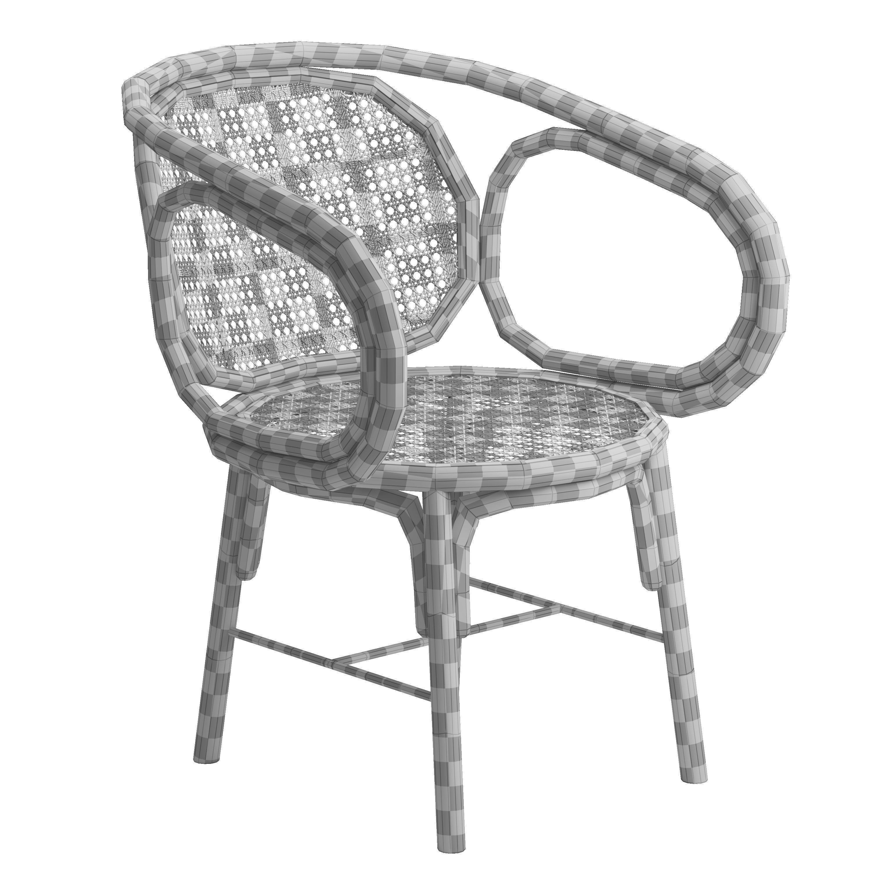Rattan and Wicker Armchair 3D model_5