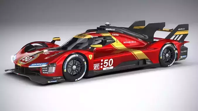 Ferrari 499P Racecar 2023 LowPoly 3D model