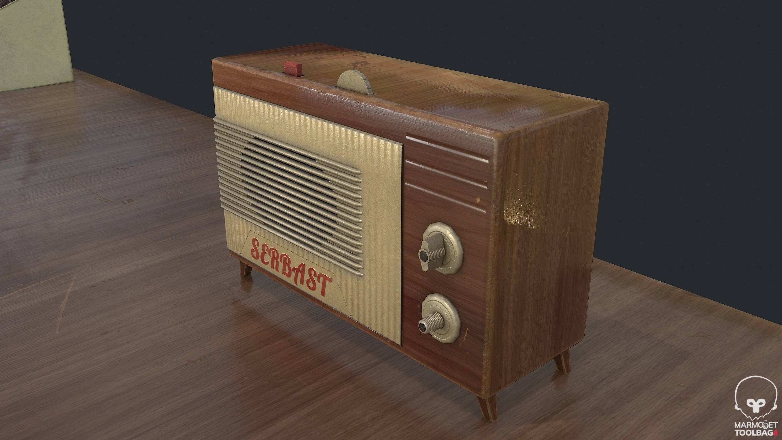 PBR Vintage Writing Table - Desk - Vintage Radio Low-poly 3D model_13
