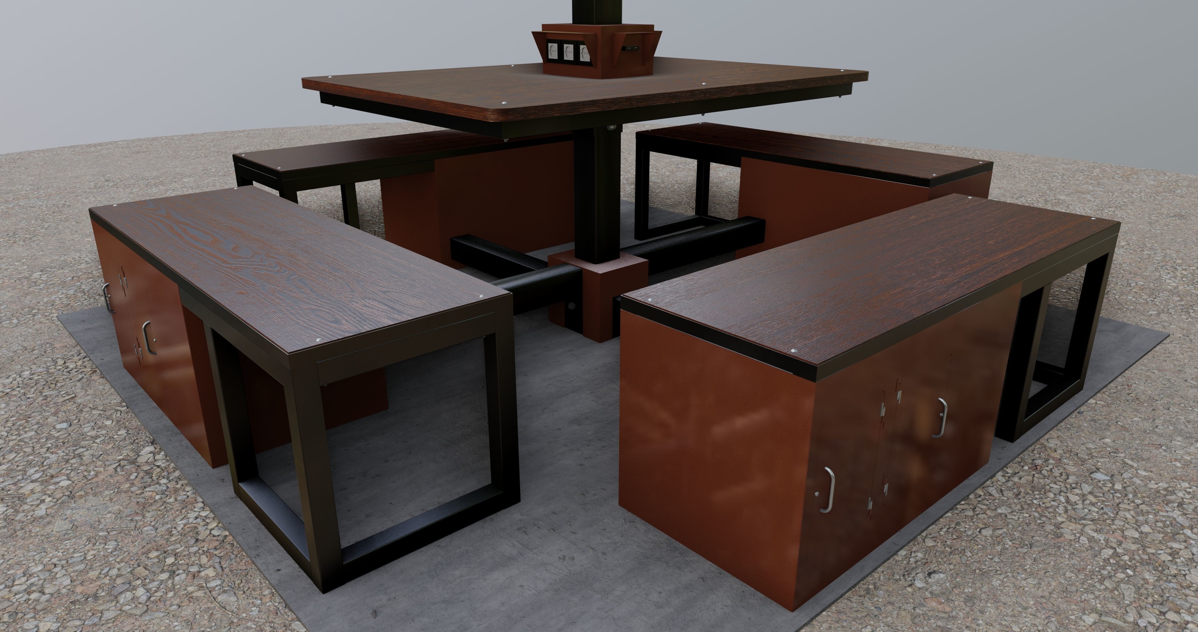 Solar Pergola Type-1 Black and White 3D model_20