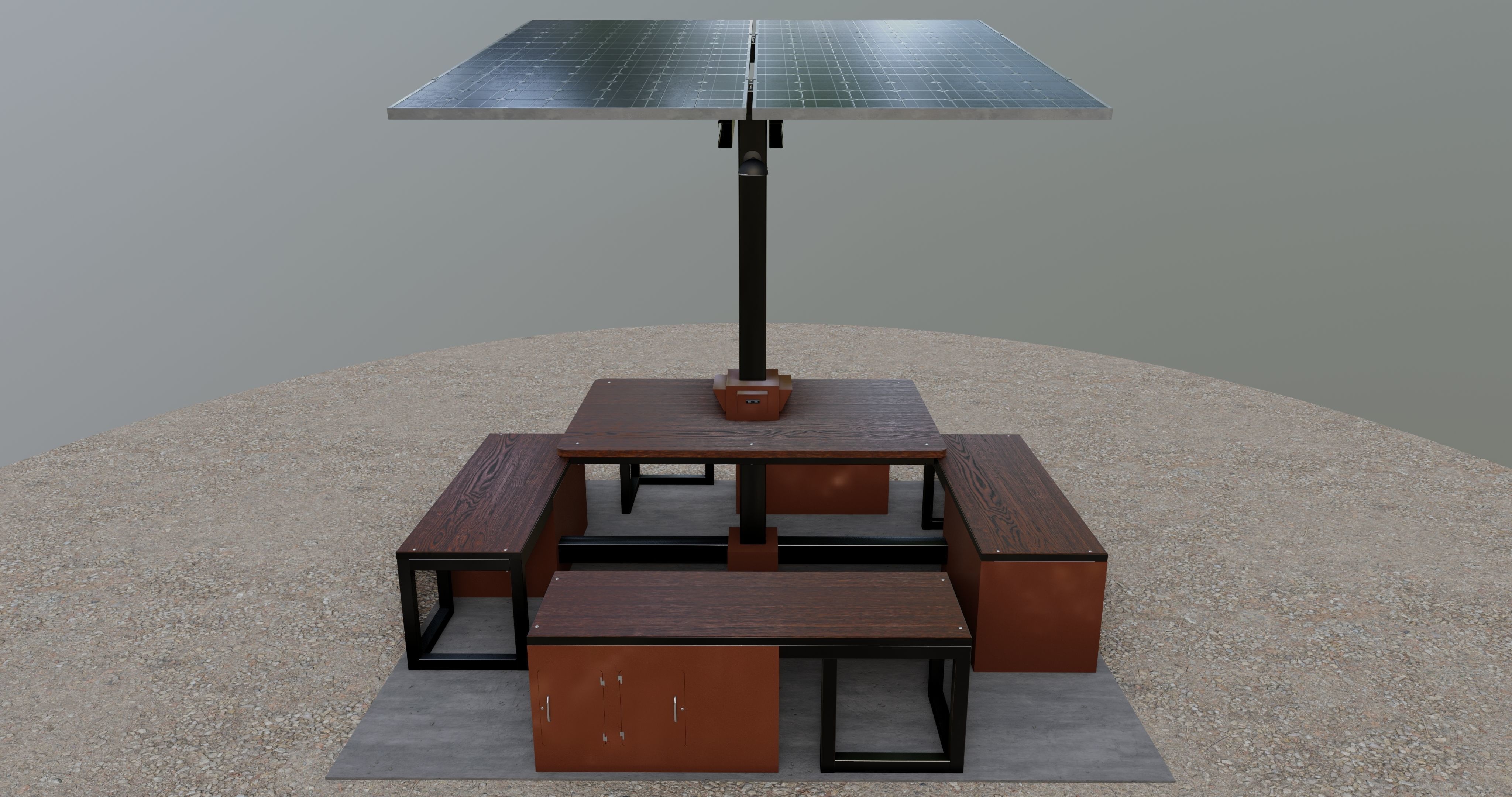 Solar Pergola Type-1 Black and White 3D model_4