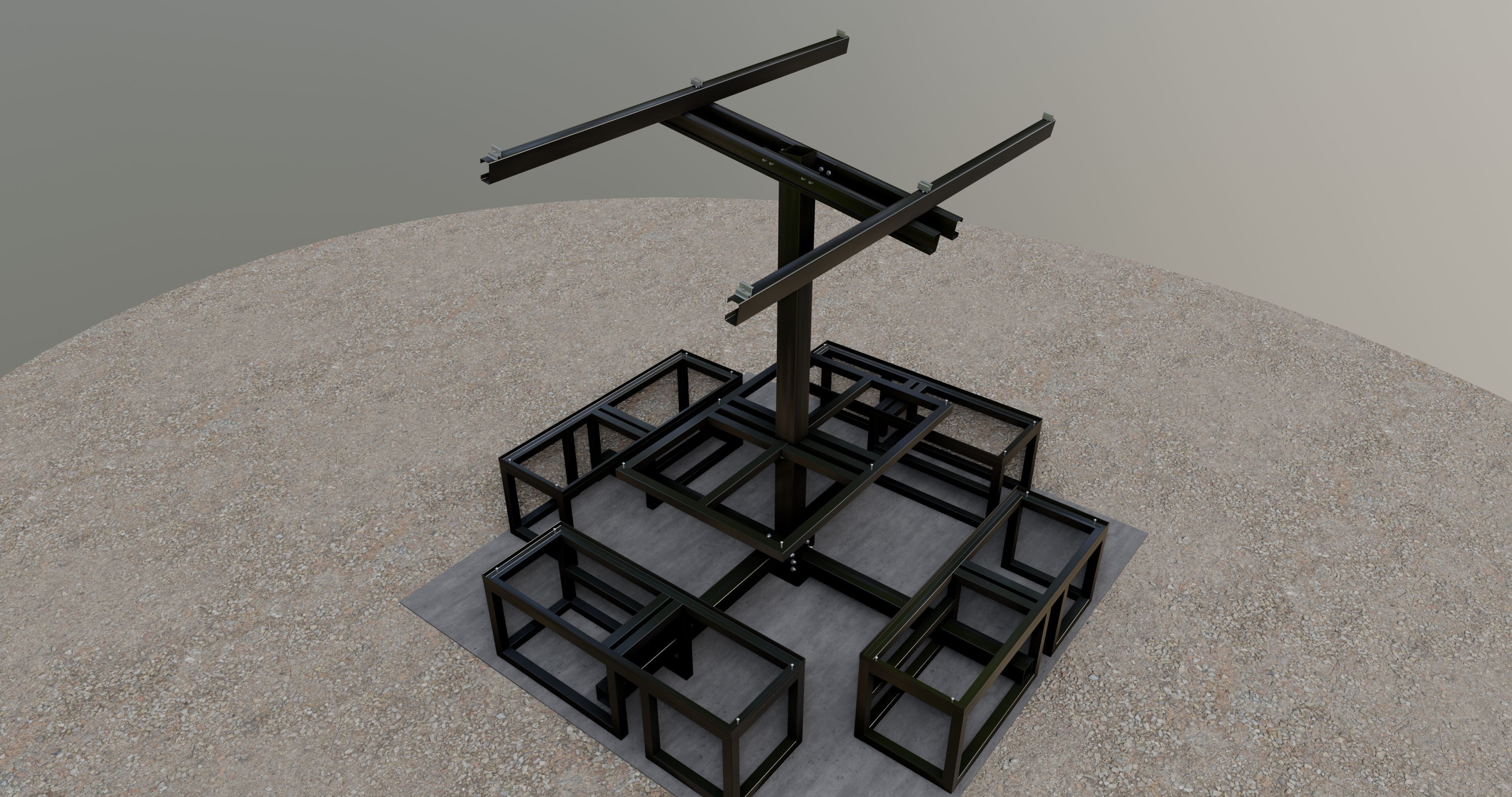 Solar Pergola Type-1 Black and White 3D model_14