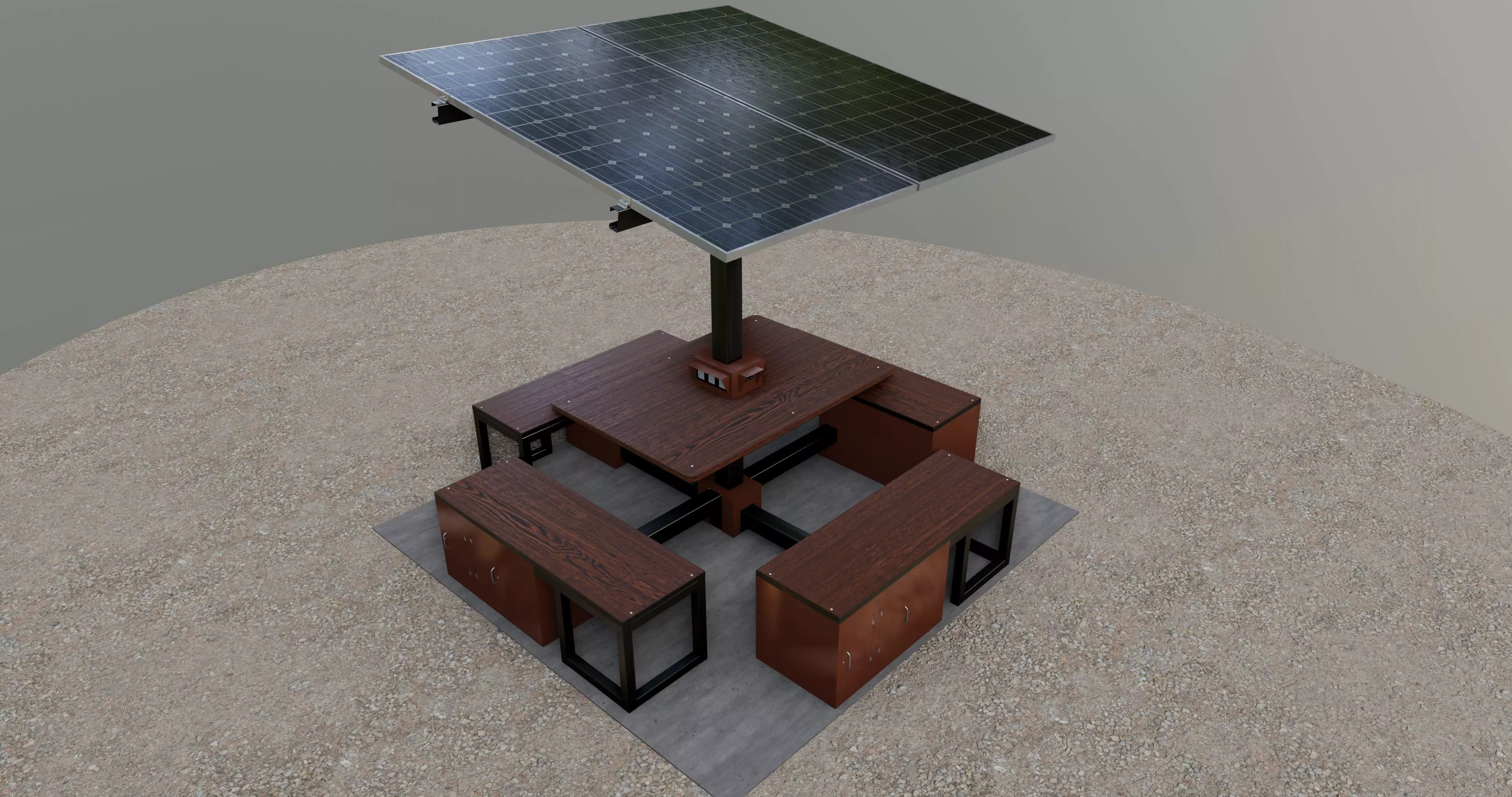Solar Pergola Type-1 Black and White 3D model_0