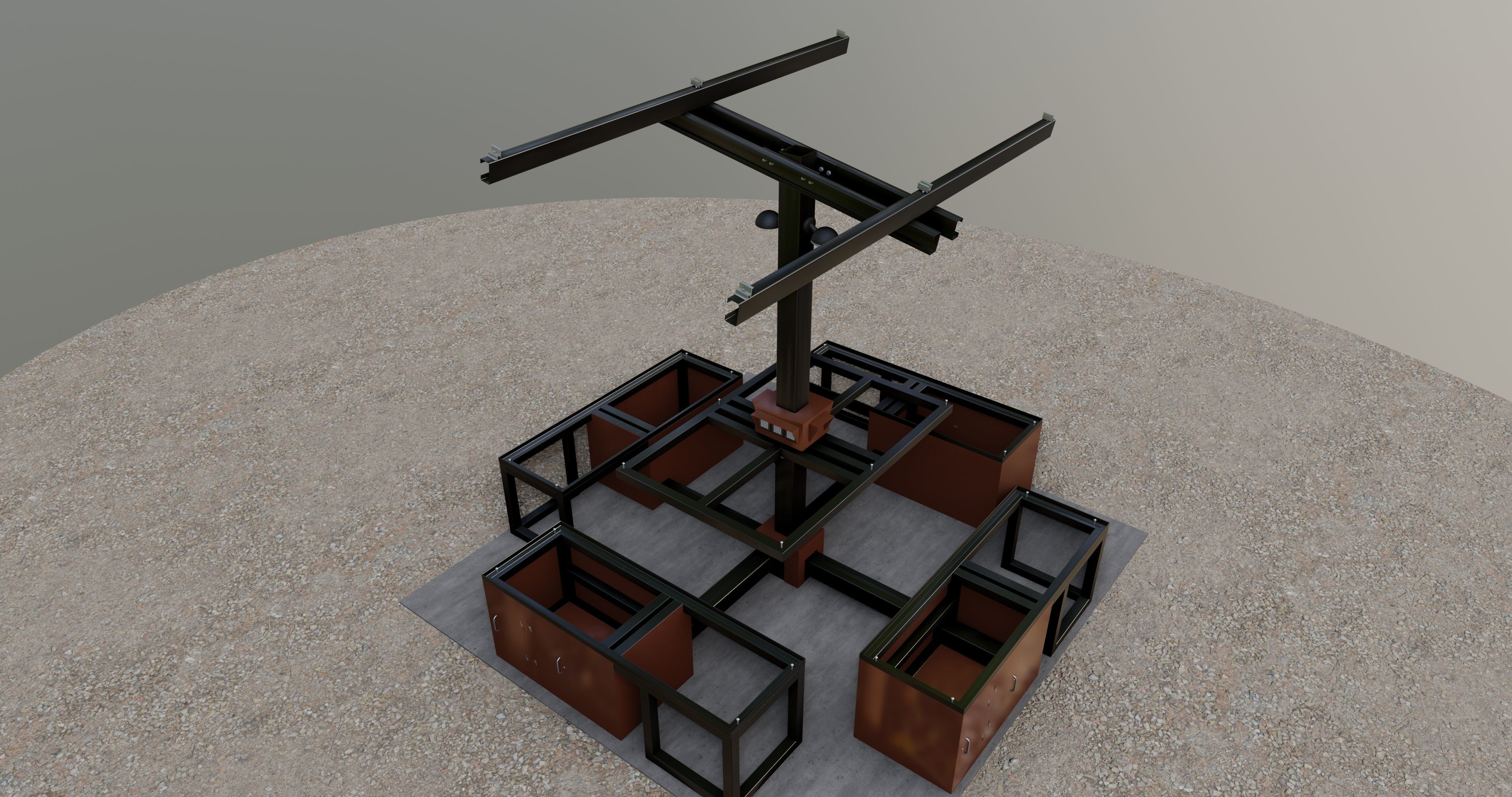 Solar Pergola Type-1 Black and White 3D model_13