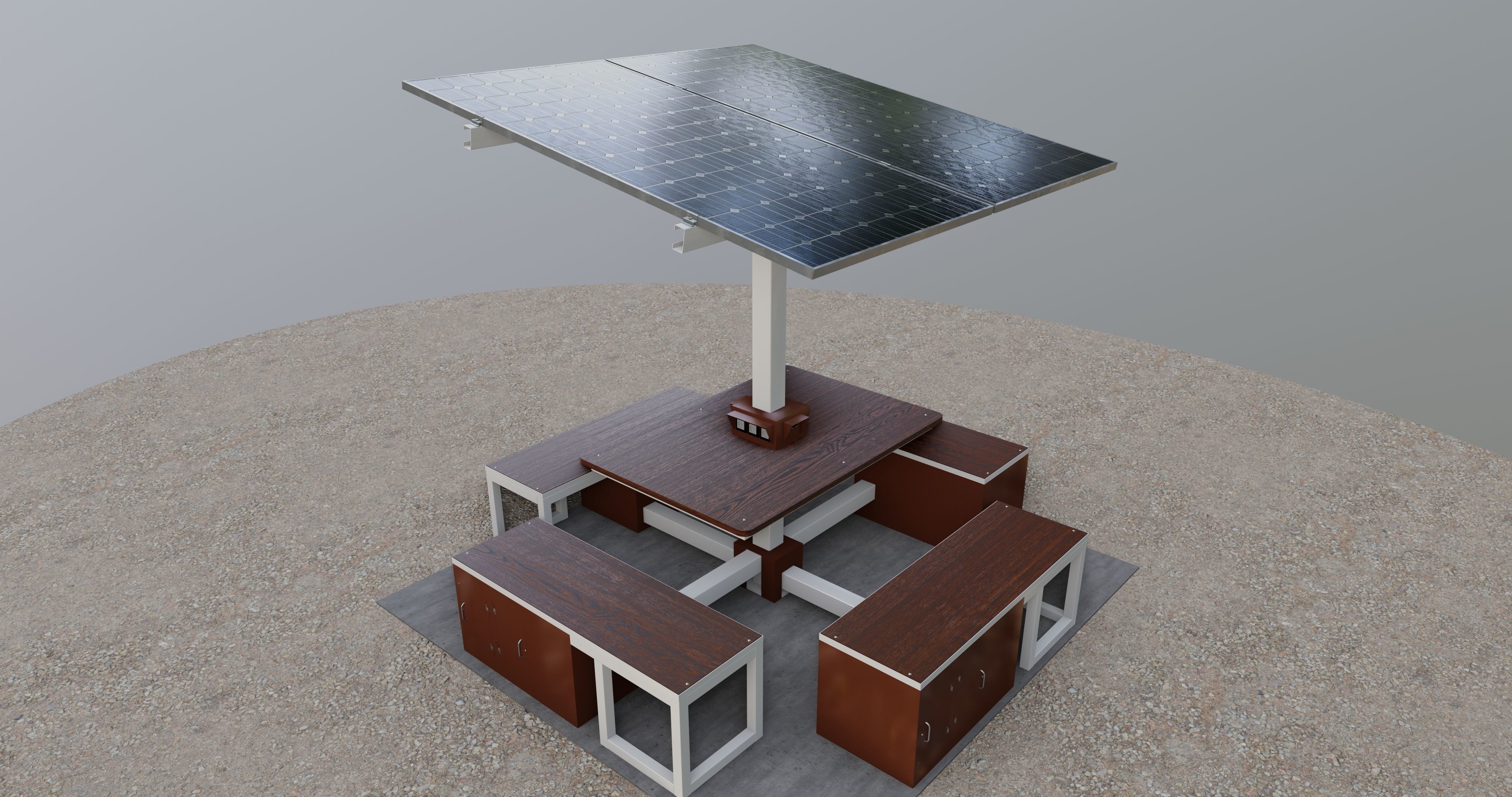 Solar Pergola Type-1 Black and White 3D model_26
