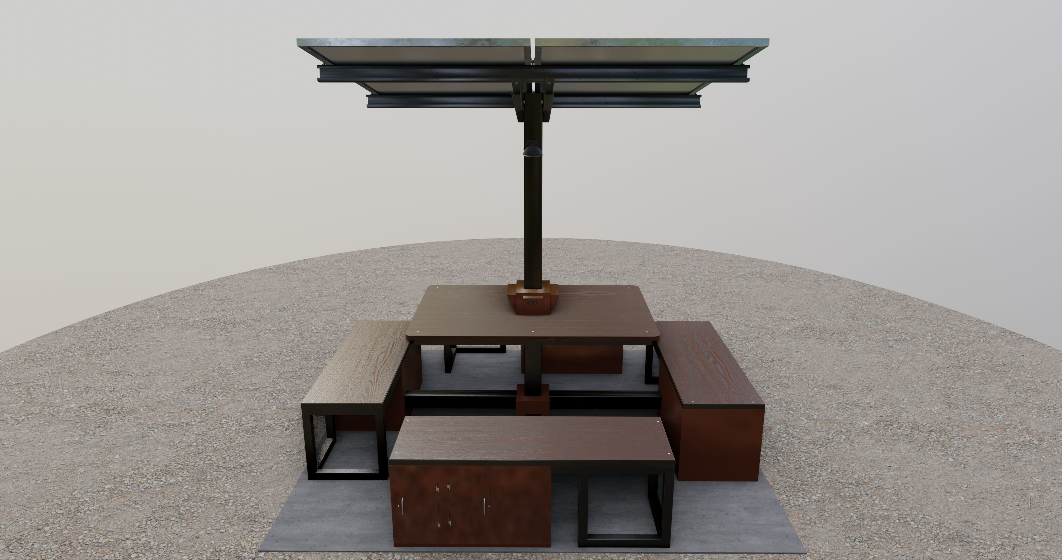 Solar Pergola Type-1 Black and White 3D model_5
