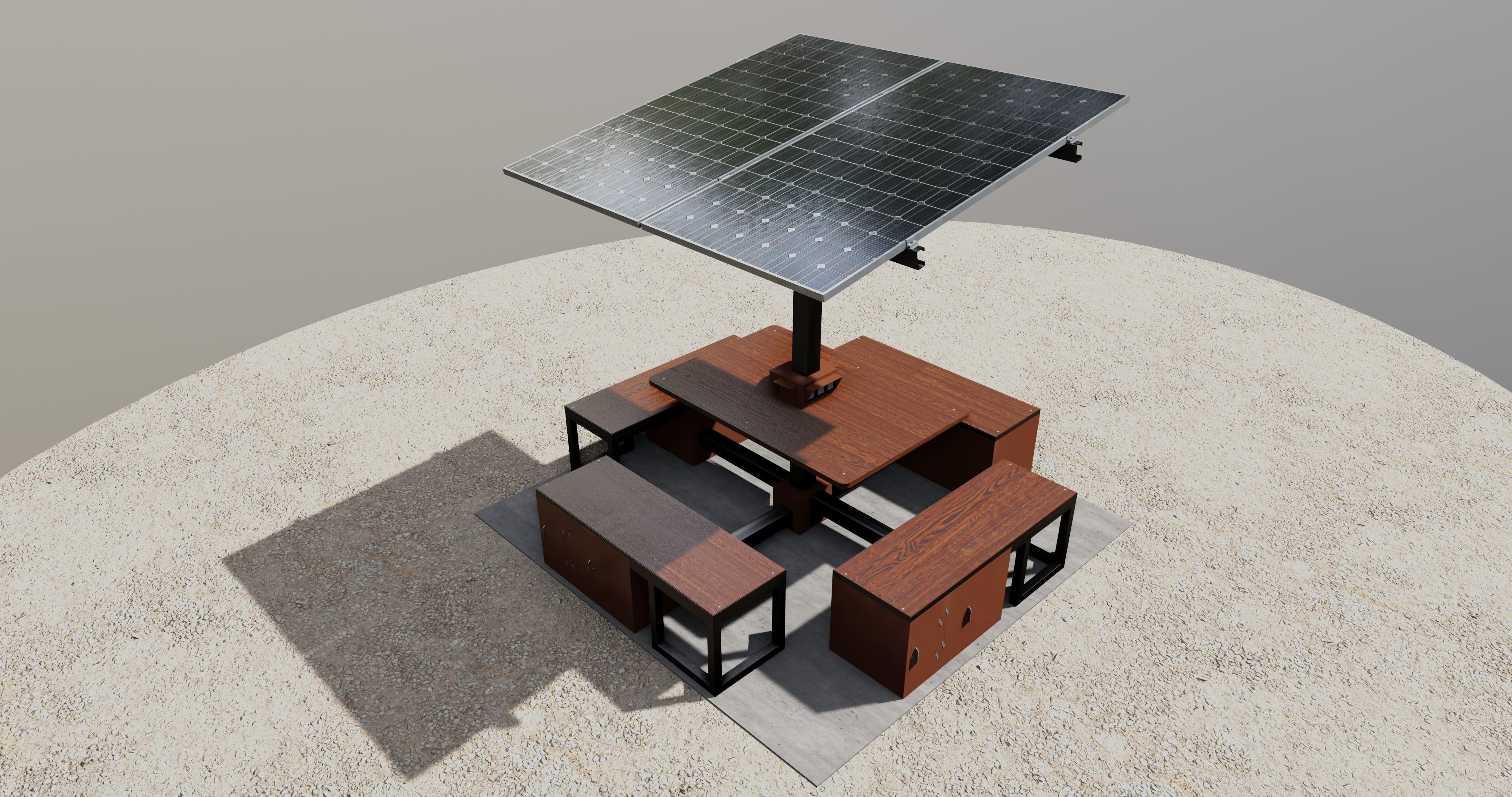 Solar Pergola Type-1 Black and White 3D model_25