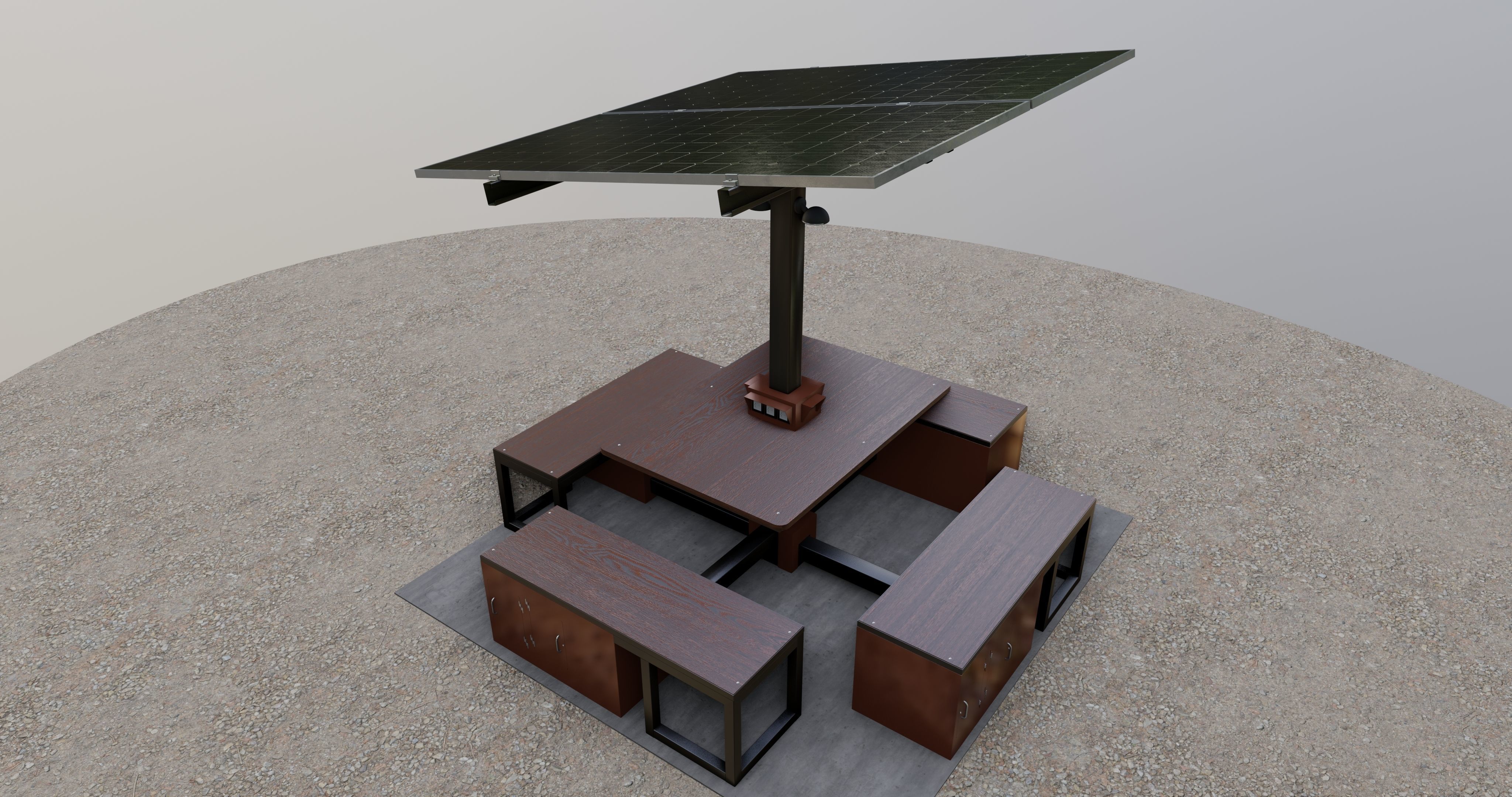 Solar Pergola Type-1 Black and White 3D model_2