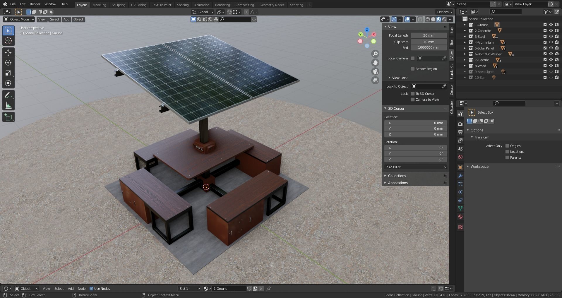 Solar Pergola Type-1 Black and White 3D model_33