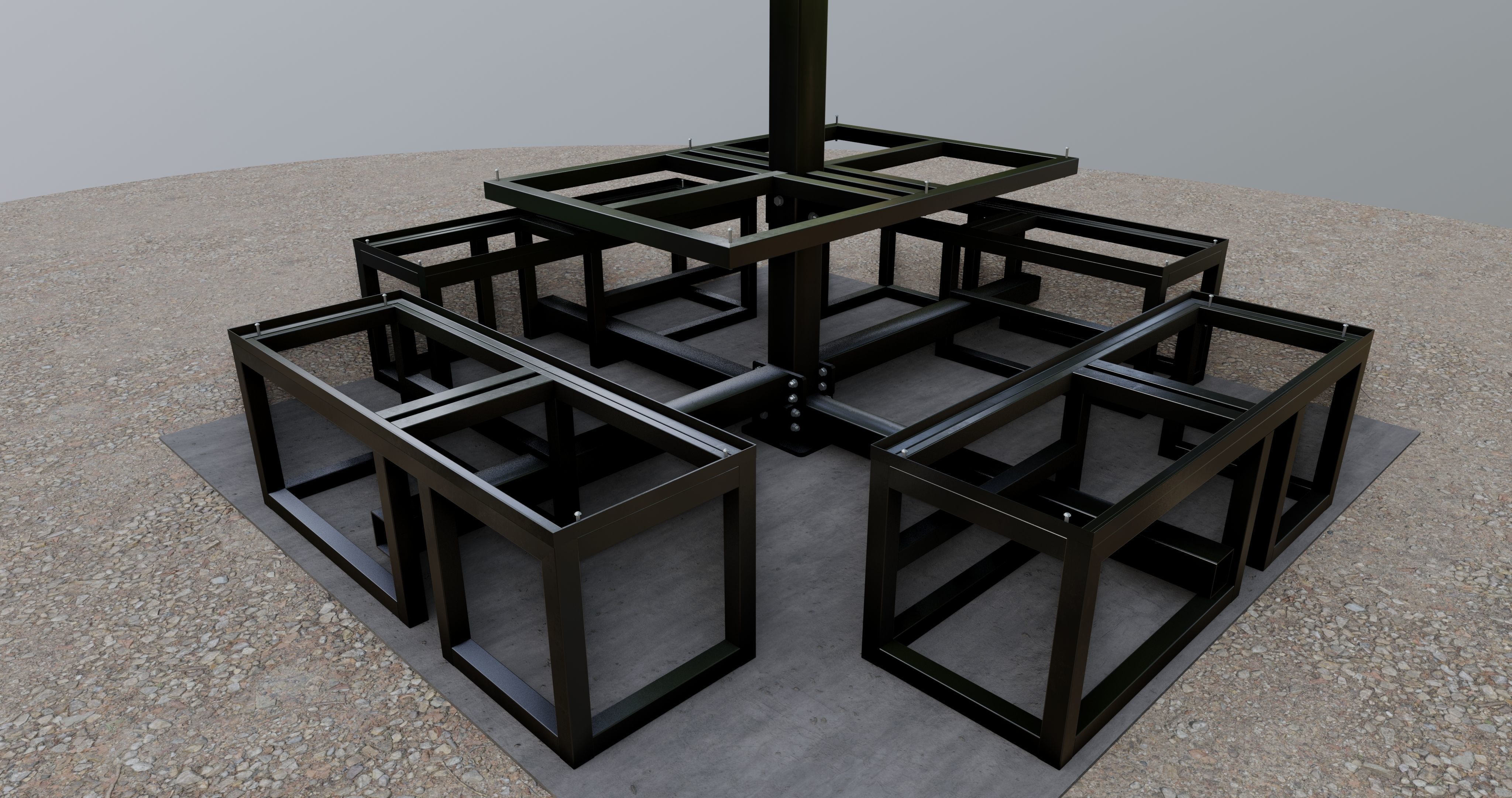 Solar Pergola Type-1 Black and White 3D model_19