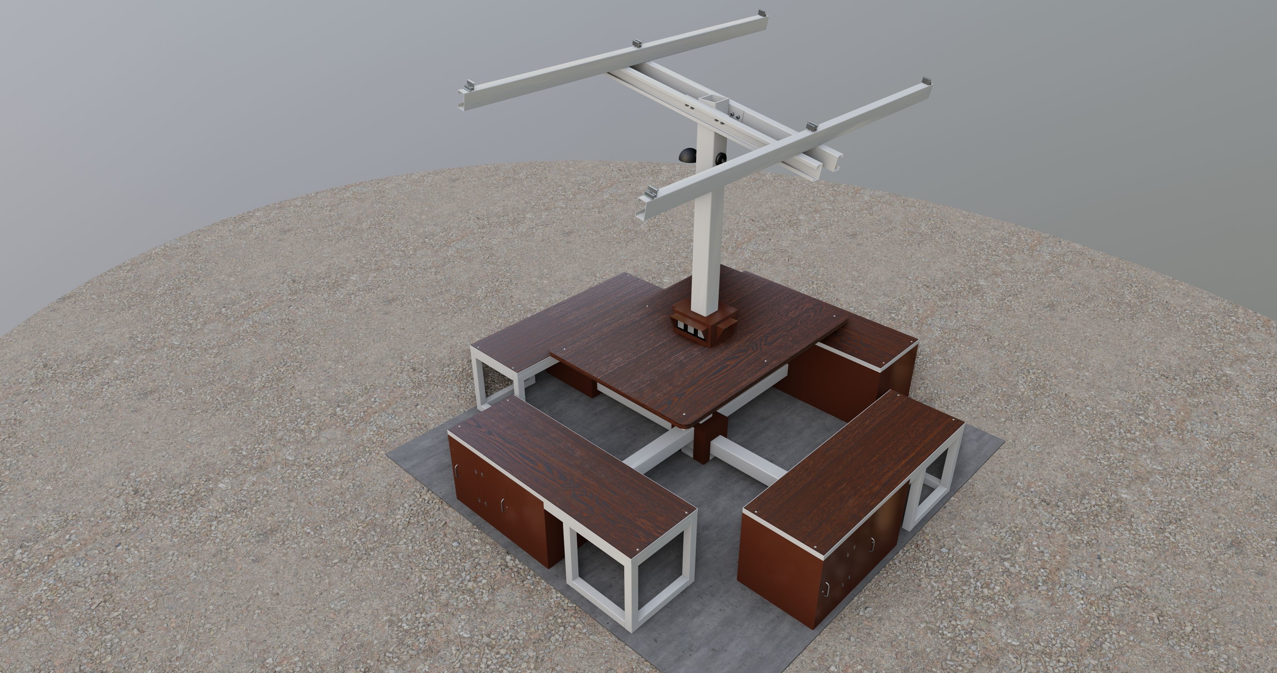 Solar Pergola Type-1 Black and White 3D model_28