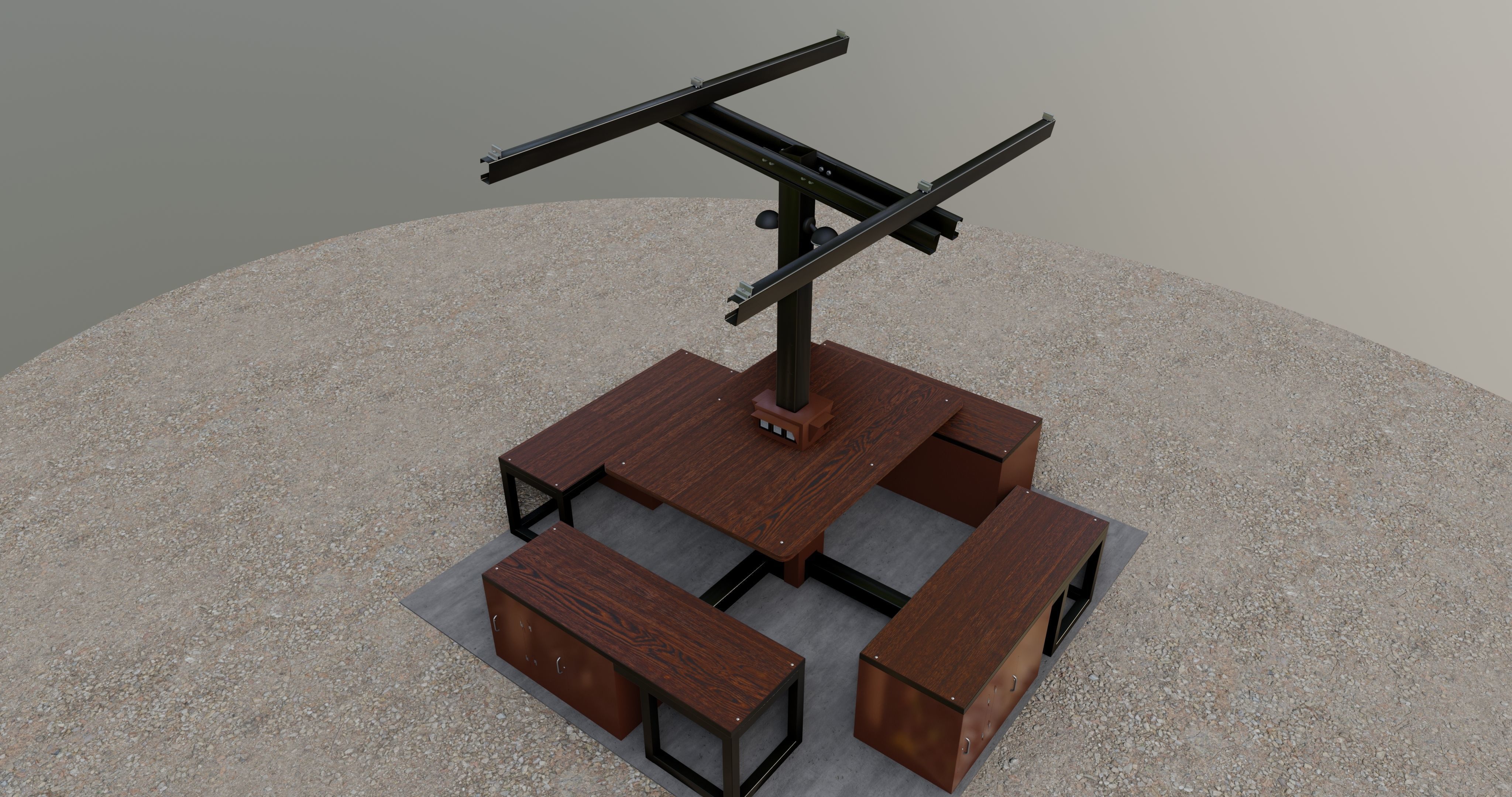 Solar Pergola Type-1 Black and White 3D model_12