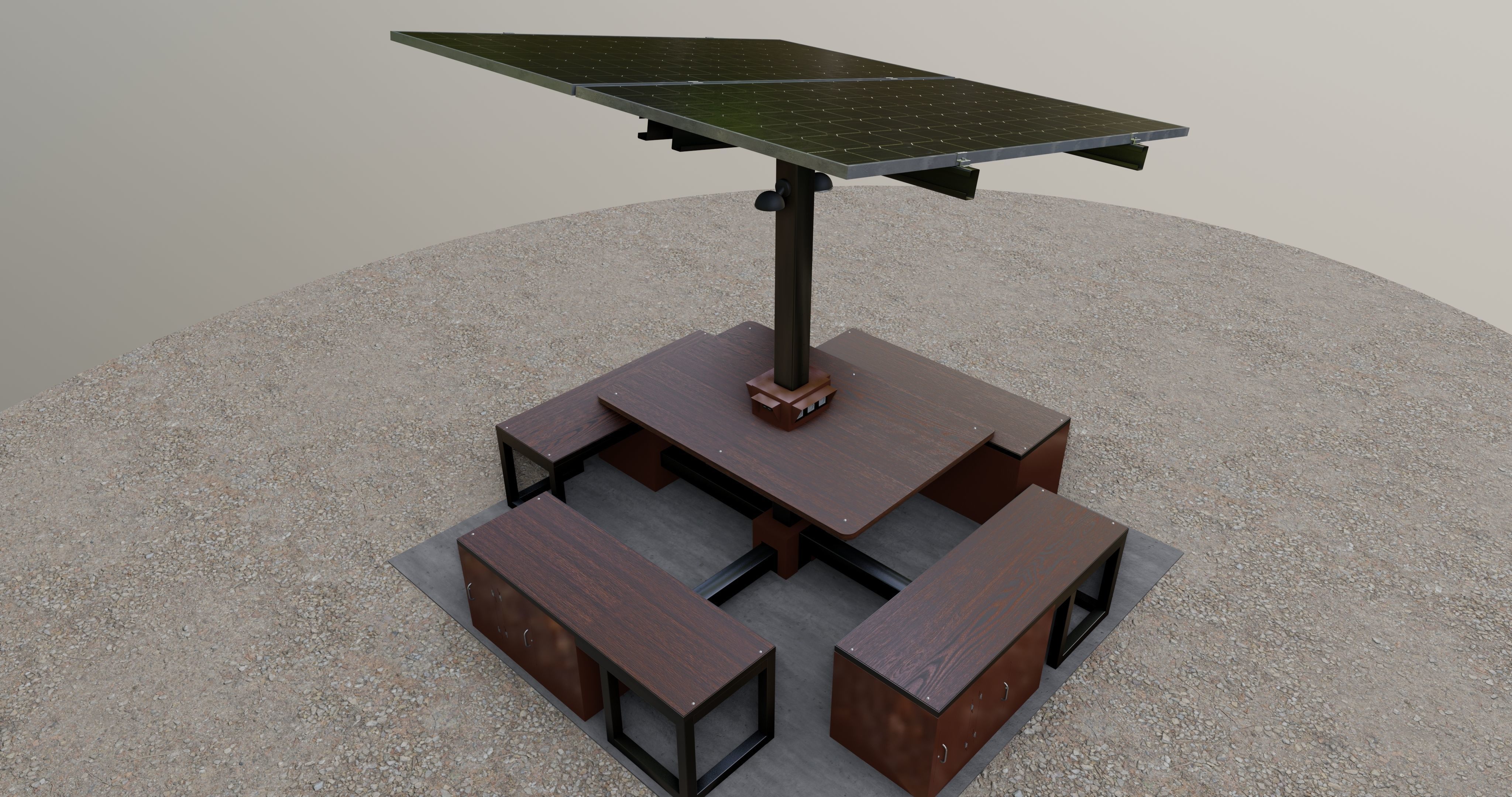 Solar Pergola Type-1 Black and White 3D model_3