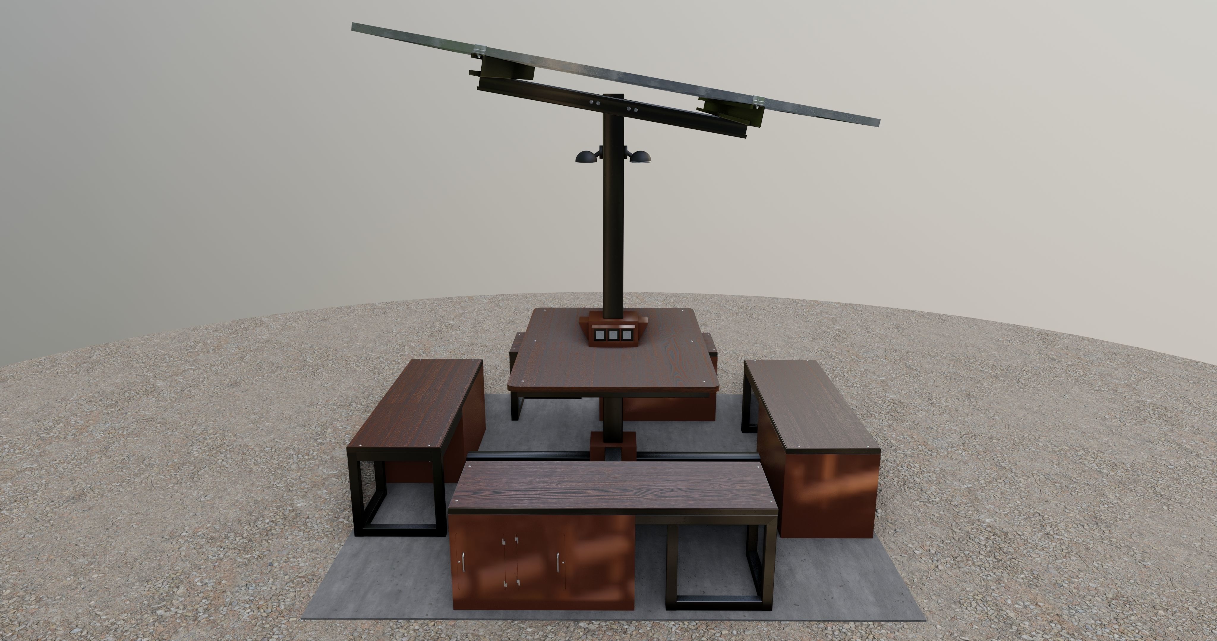 Solar Pergola Type-1 Black and White 3D model_7