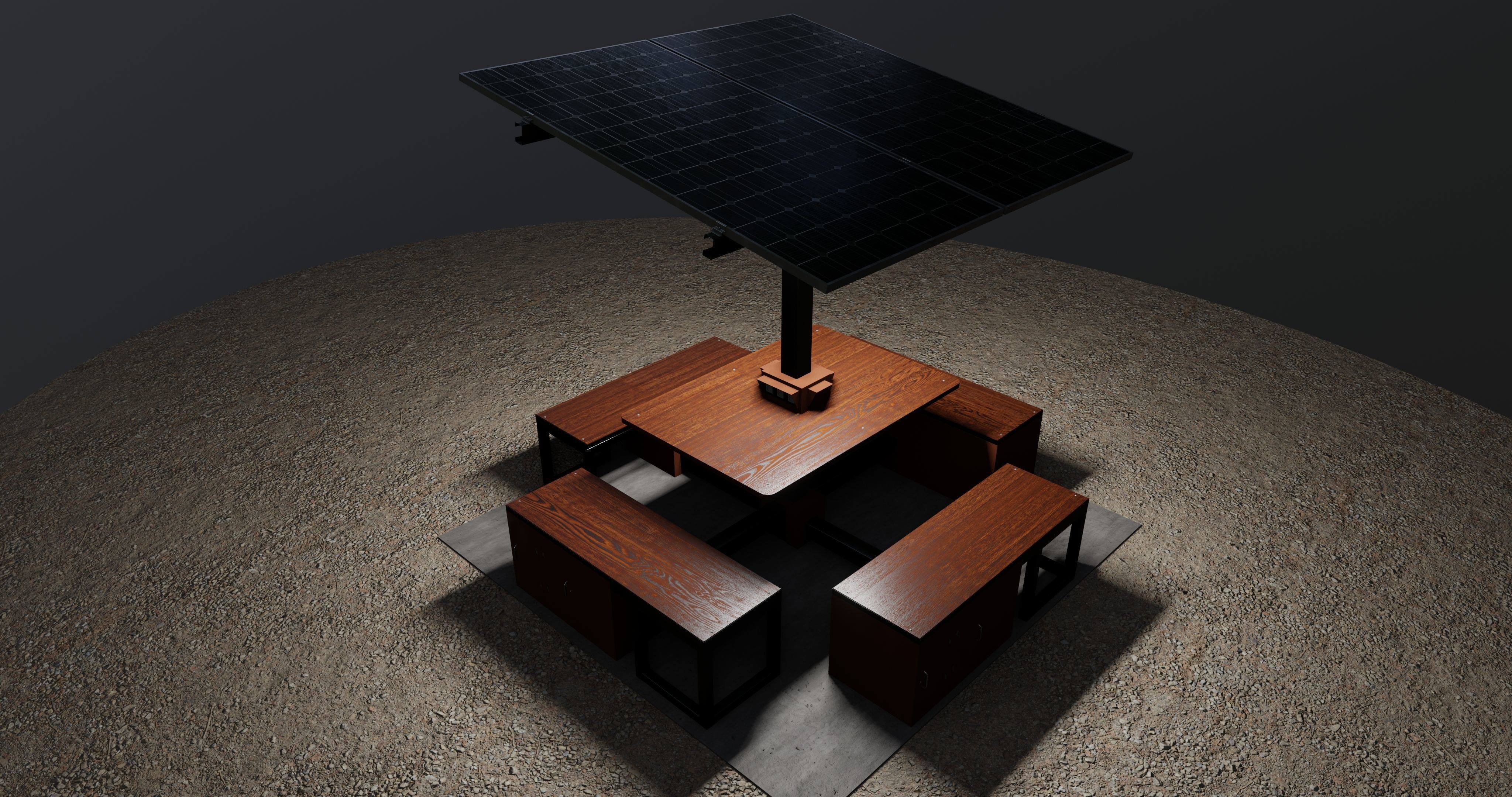 Solar Pergola Type-1 Black and White 3D model_23