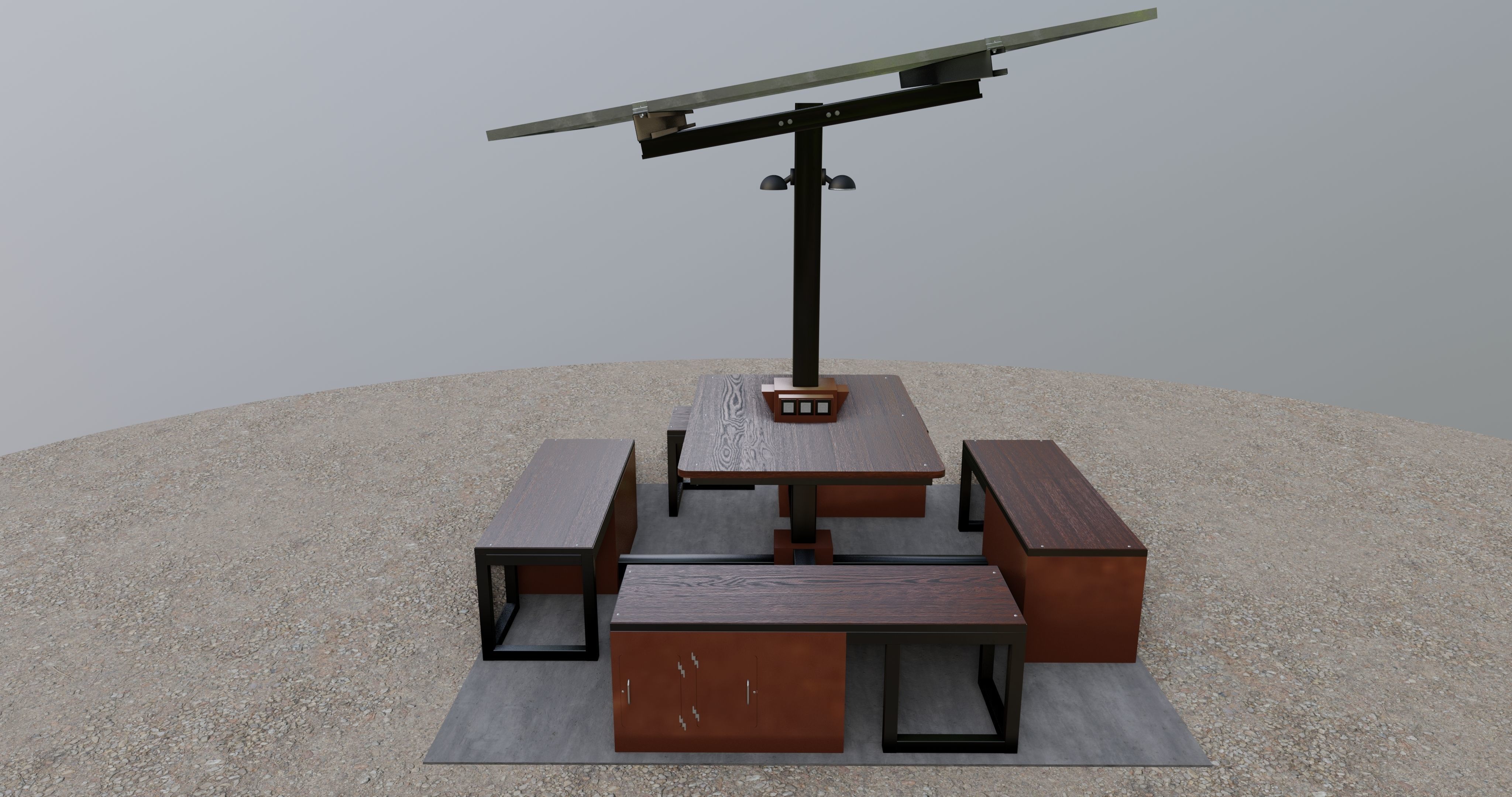 Solar Pergola Type-1 Black and White 3D model_6