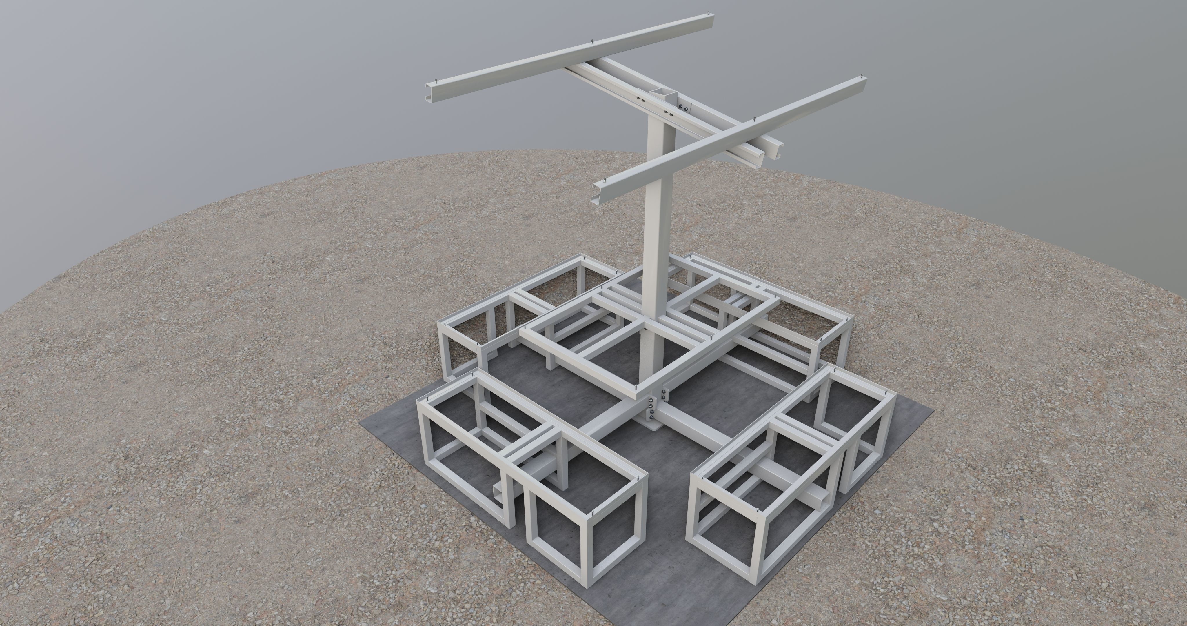 Solar Pergola Type-1 Black and White 3D model_29