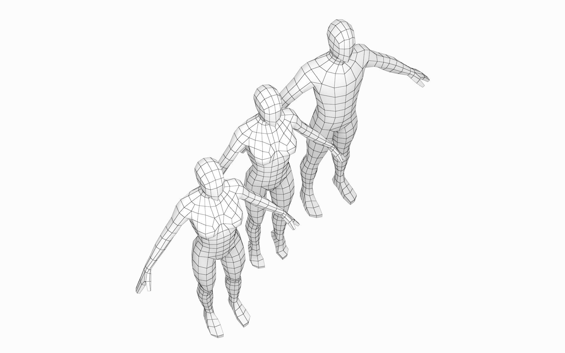 Natural Male and Female Base Mesh in A Pose 3D model_6