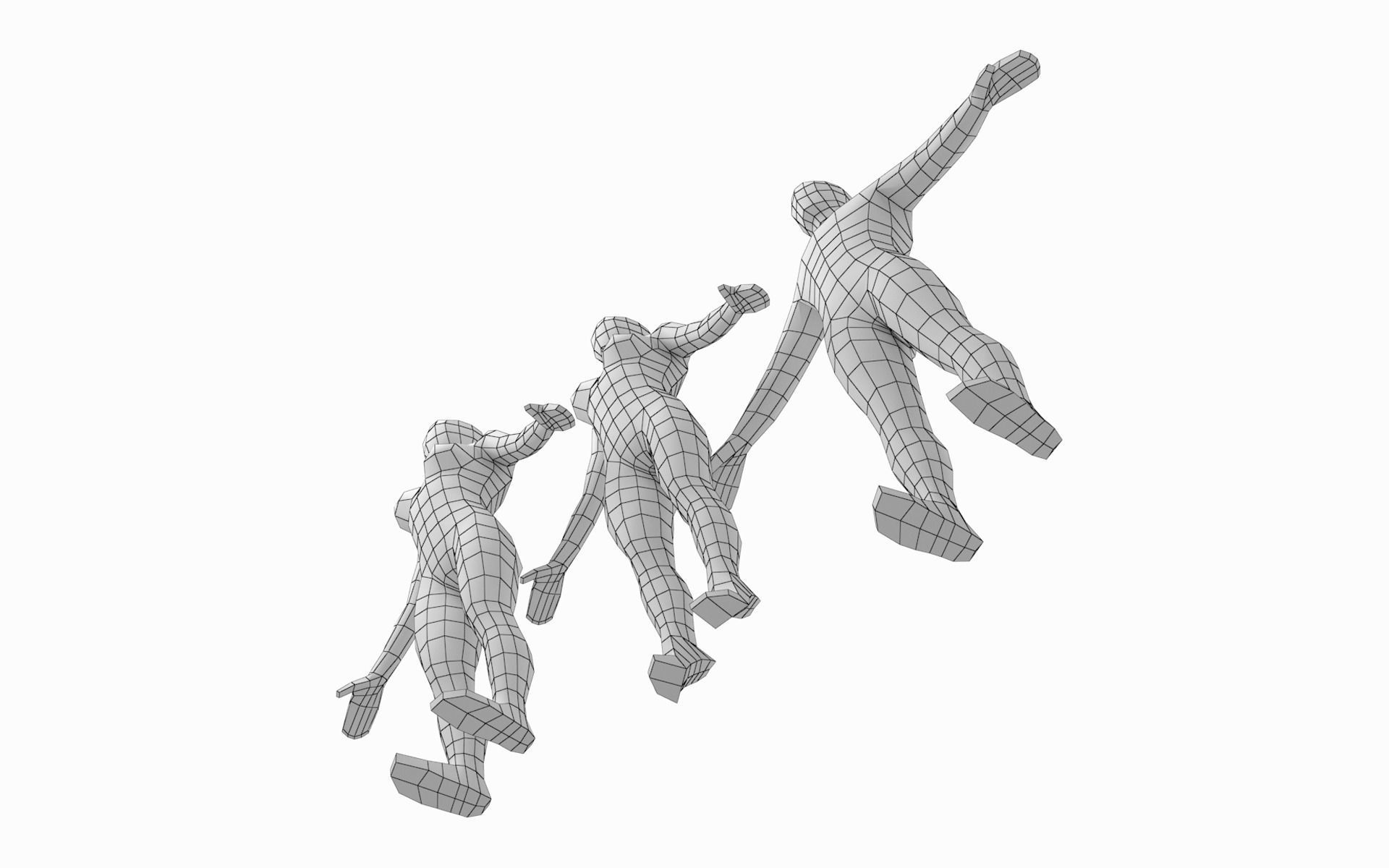 Natural Male and Female Base Mesh in A Pose 3D model_7