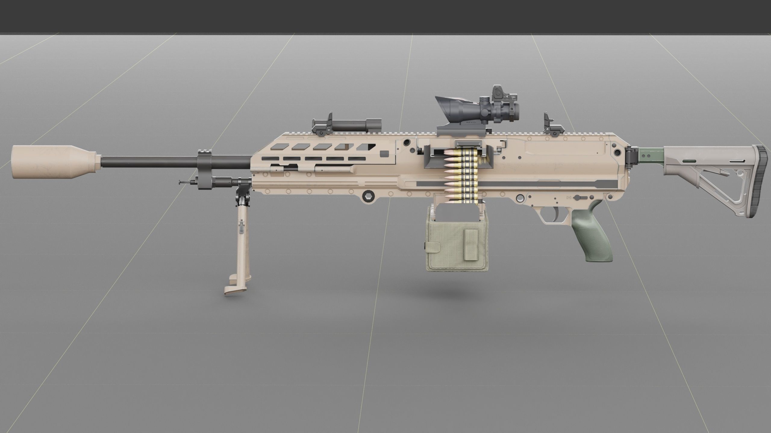 SIG SAUER MG-338 Low-poly 3D model_9