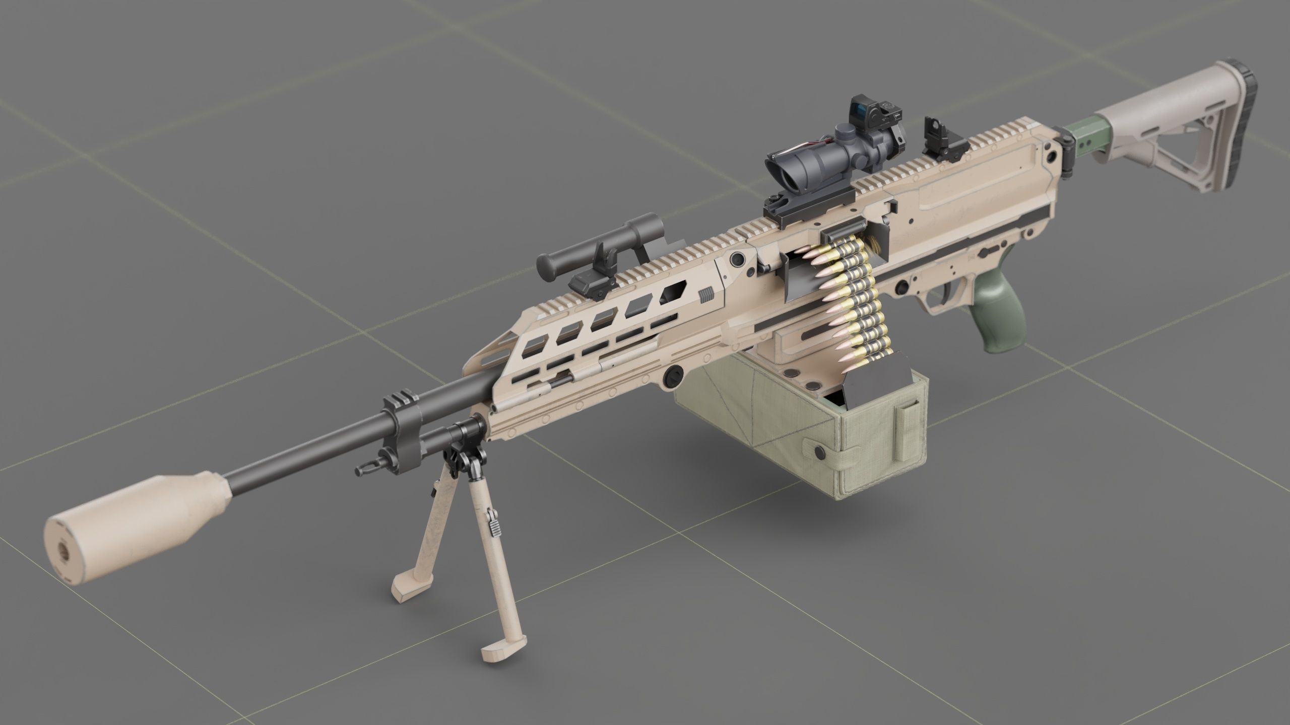 SIG SAUER MG-338 Low-poly 3D model_1