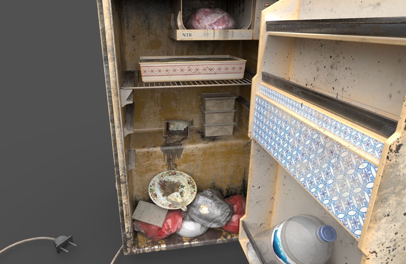 Old Dirty Mini Fridge 3D model_10