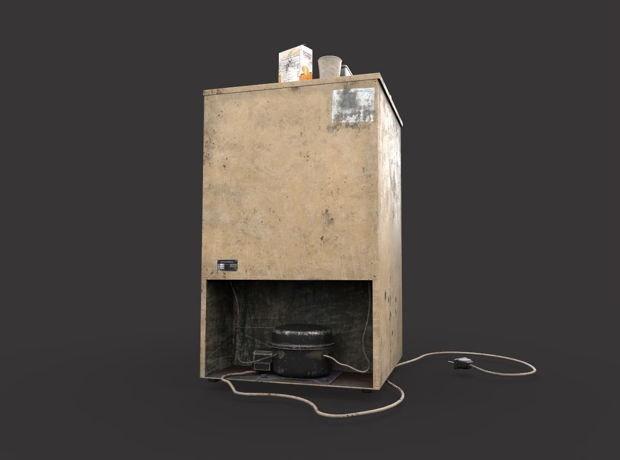 Old Dirty Mini Fridge 3D model_5