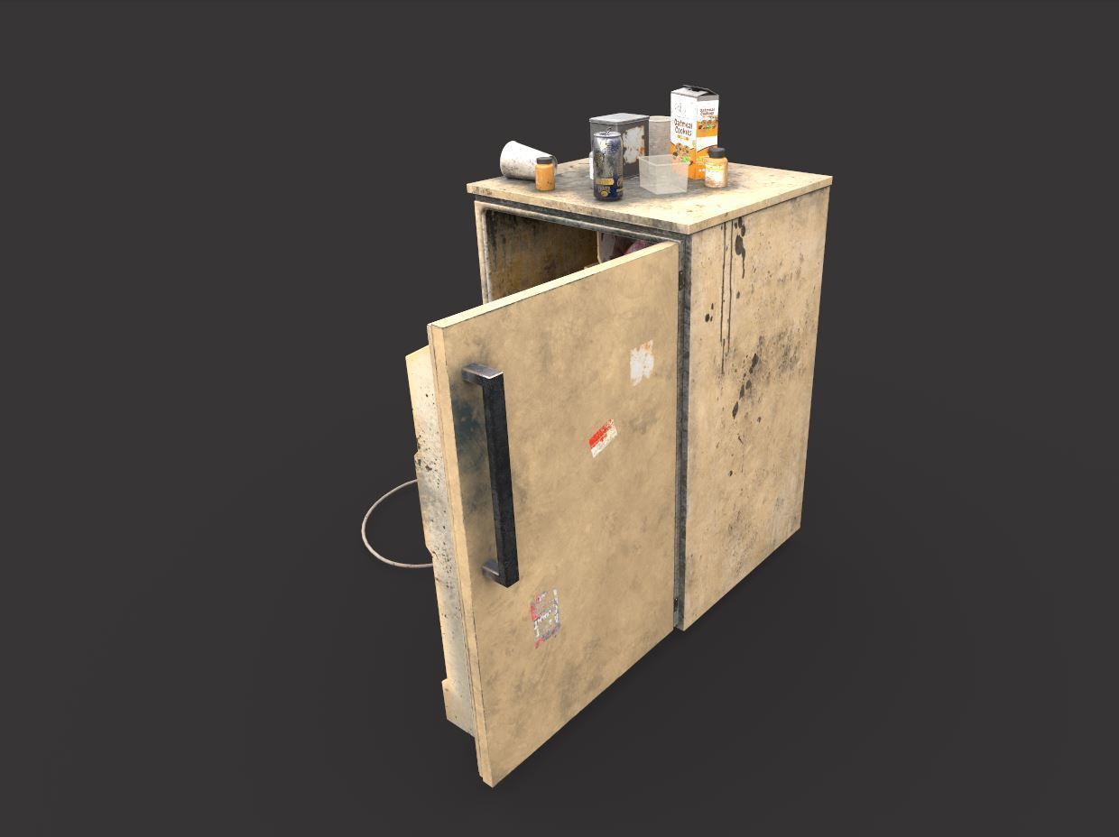 Old Dirty Mini Fridge 3D model_7