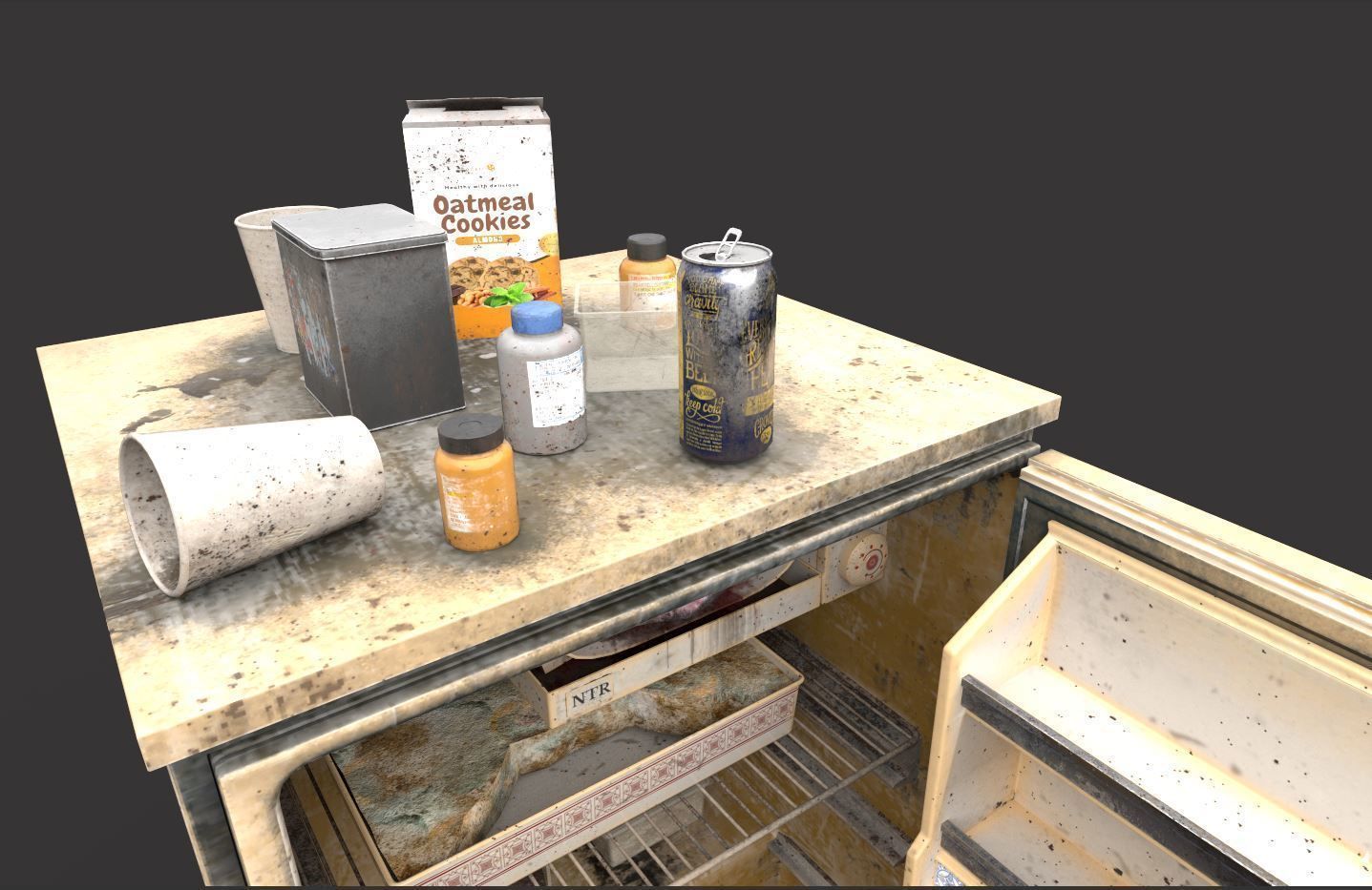 Old Dirty Mini Fridge 3D model_9