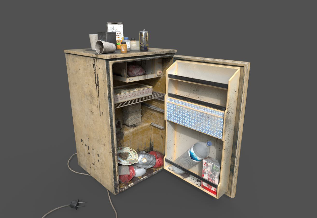 Old Dirty Mini Fridge 3D model_2